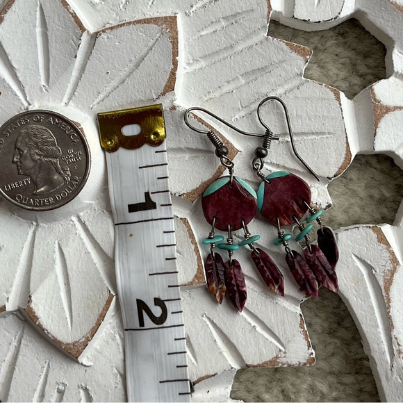 Turquoise & albacore dream catcher earrings - Picture 4 of 4